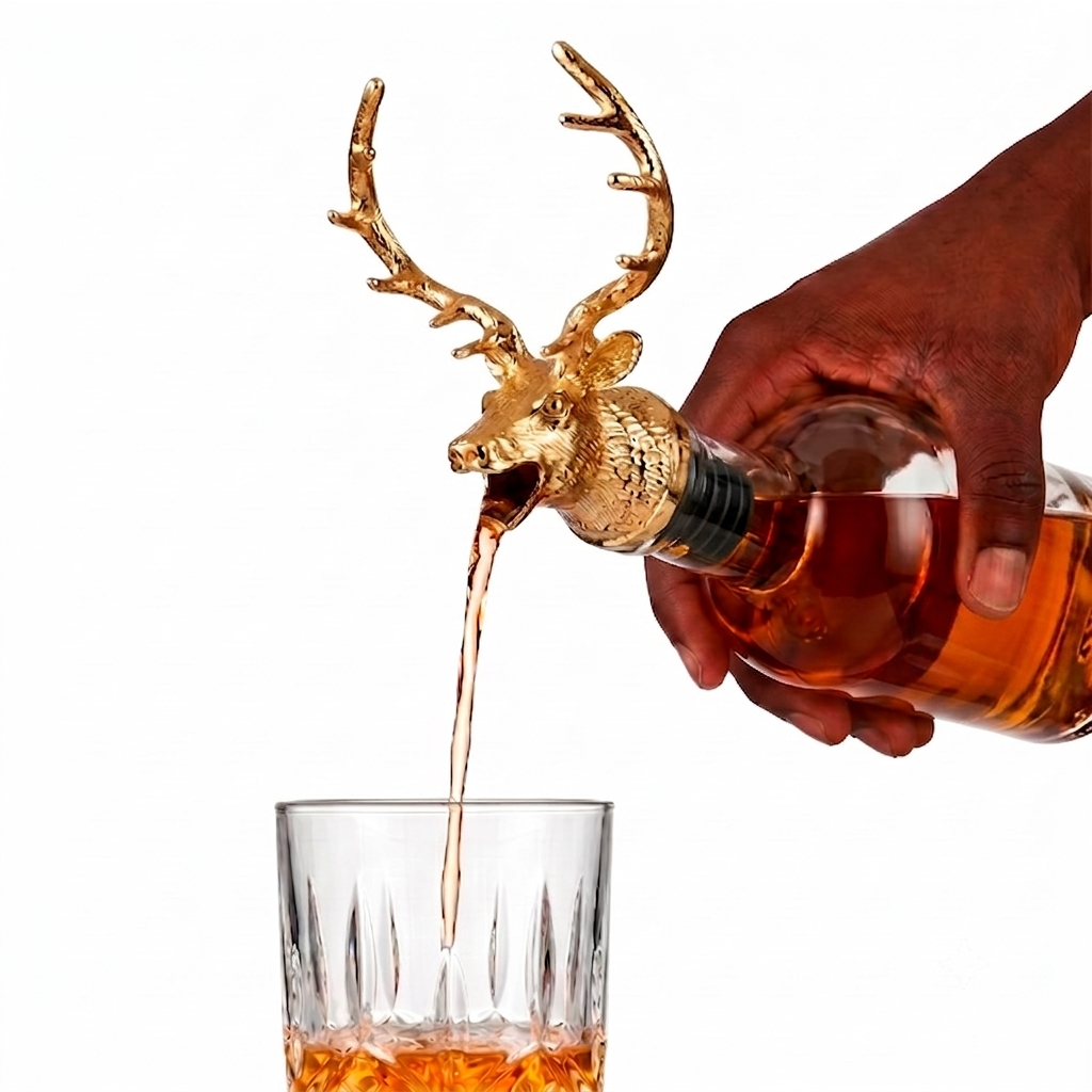 Bico Dosador de Bebidas e Vinho em Metal Esculpido Alce